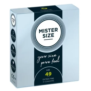 Mister Size 49 (3 vnt.) prezervatyvai 2 Mister Size 49 mm dydžio 3 vnt. prezervtyvų dėžutė Mister Size 49 (3 vnt.) prezervatyvai 2 Mister Size 49 mm dydžio 3 vnt. prezervtyvų dėžutė