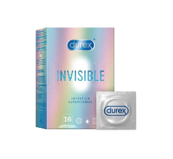 Durex Invisible 16 vnt. durex prezervatyvai Durex Invisible 16 vnt. prezervatyvų dėžutė
