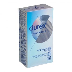 Durex Invisible 10 vnt. prezervatyvai Durex Invisible 10 vnt. prezervatyvų dėžutė