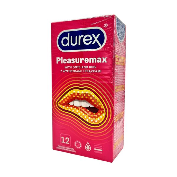 Durex Pleasuremax 12 vnt. prezervatyvai 4 Durex Pleasuremax 12 vnt. prezervatyvų dėžutė