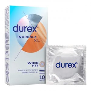 Durex Invisible XL 10 vnt. prezervatyvai Durex Invisible XL 10 vnt. prezervatyvų dėžutė