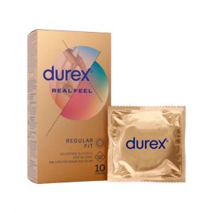Durex Real Feel 10 vnt. prezervatyvai Durex Real Feel 10 vnt. prezervatyvų dėžutė