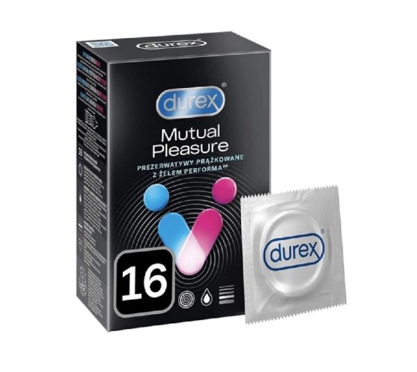 Durex Mutual Pleasure 16 vnt. durex prezervatyvai Durex Mutual Pleasure 16 vnt. prezervatyvų dėžutė