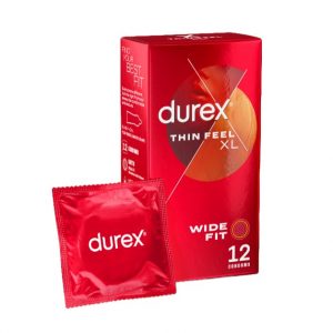 Durex Feel Thin Extra Large XL 12 vnt. durex prezervatyvai Durex Feel Thin Extra Large XL 12 vnt. prezervatyvų dėžutė