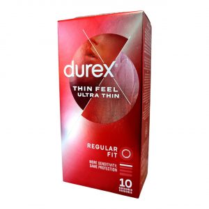 Durex Thin Feel Ultra 10 vnt. prezervatyvai 3 Durex Thin Feel Ultra 10 vnt. prezervatyvų dėžutė