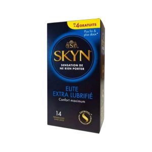 SKYN Elite Extra Lubricated 14 vnt. prezervatyvai skyn elite extra-lubricated 14 vnt. prezervatyvų dėžutė