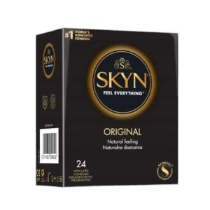 SKYN Original 24 vnt. skyn prezervatyvai Skyn Original 24 vnt. prezervatyvų dėžutė