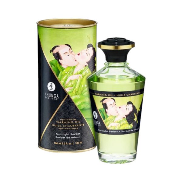 Shunga Warming Oil Midnight Sorbet 100 ml masažo priemonė Shunga Warming Oil Midnight Sorbet 100 ml masažo aliejus