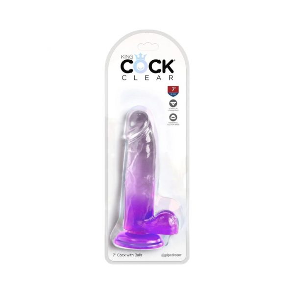 King Cock Clear 7“ Cock with Balls dildo, falo imitatorius 1 King Cock Clear 7“ Cock with Balls dildo