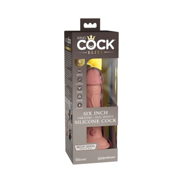King Cock Elite Vibrating Dual Density Nr.6 dildo, falo imitatorius 1 King Cock Elite vibrating + Dual Density Silicone Cock 6 vibruojantis dildo
