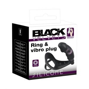 Black Velvets Ring & Vibro Plug analinis žaislas 1 Black Velvets Ring & Vibro Plug analinis kaištis su žiedu