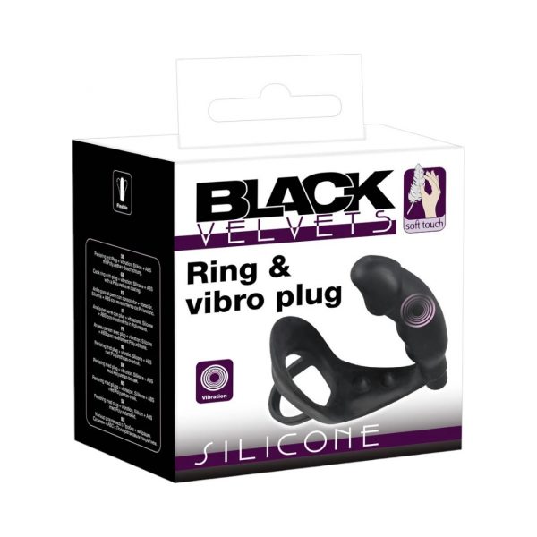 Black Velvets Ring & Vibro Plug analinis žaislas 1 Black Velvets Ring & Vibro Plug analinis kaištis su žiedu