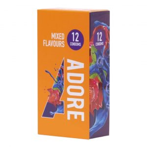 Adore Mixed Flavours 12 vnt. prezervatyvai Adore Mixed Flavours 12 vnt. prezervatyvų dėžutė