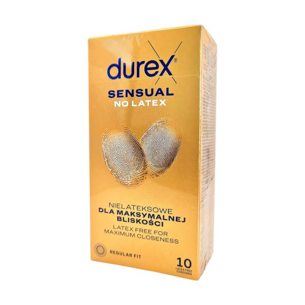 Durex Sensual No Latex 10 vnt. prezervatyvai 3 Durex Sensual No Latex 10 vnt. prezervatyvų dėžutė
