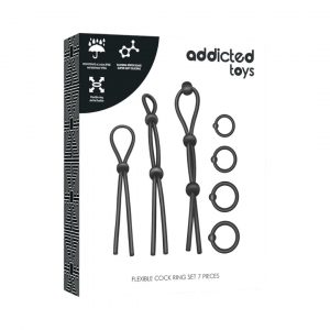 Addicted Toys Cock Ring 7 Pieces penio žiedas 1 Addicted Toys Cock Ring 7 Pieces penio ziedu rinkinys