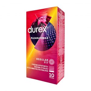 Durex Pleasuremax 10 vnt. prezervatyvai 6 Durex Pleasuremax 10 vnt. prezervatyvų dėžutė