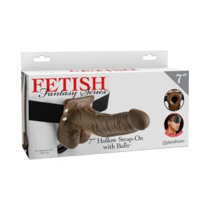 Fetish Fantasy Series 7 Hollow Strap-on With Balls Brown strap on 1 Fetish Fantasy Series 7 Hollow Strap-on With Balls Brown
