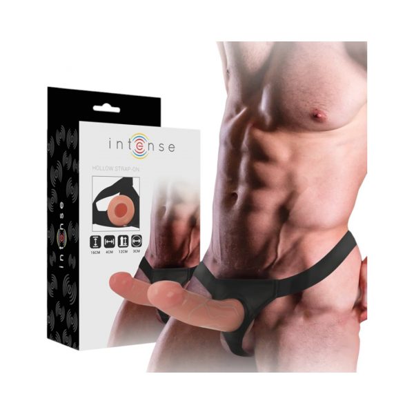 Intense Hollow Strap-on 16 cm dildo, falo imitatorius 1 Intense Hollow Strap-on 16 cm dildo su diržais