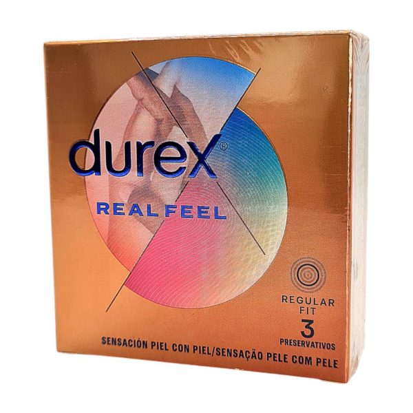 Durex Real Feel 3 vnt. prezervatyvai 1 Durex Real Feel 3 vnt. prezervatyvų dėžutė