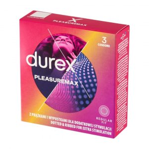 Durex Pleasuremax 3 vnt. prezervatyvai 2 Durex Pleasuremax 3 vnt. prezervatyvų dėžutė