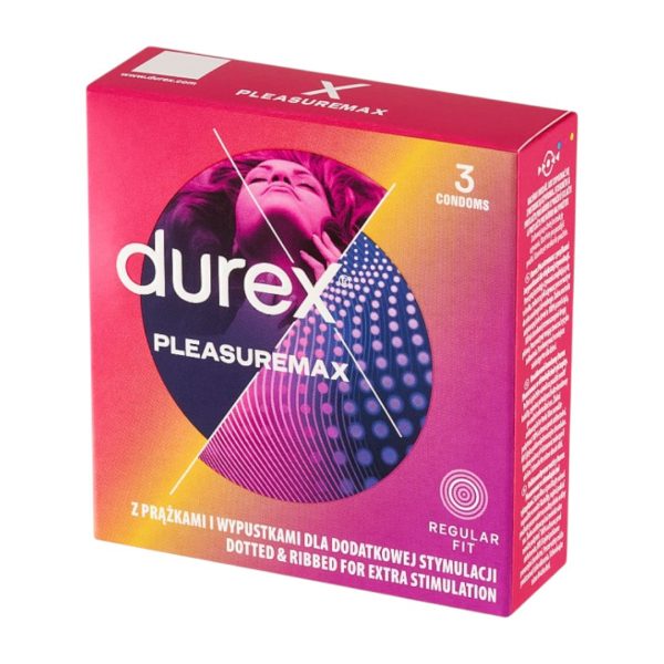 Durex Pleasuremax 3 vnt. prezervatyvai 1 Durex Pleasuremax 3 vnt. prezervatyvų dėžutė