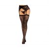 LEG AVENUE Lace Thigh Highs & Garterbelt Black kojinės