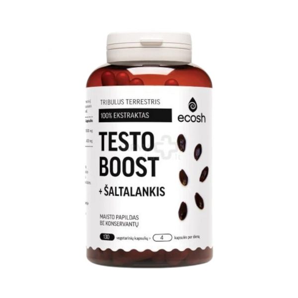 Testo Boost + Šaltalankis 130 kaps. potencijai ir erekcijai gerinti Testo Boost + Šaltalankis 130 kaps. maisto papildas