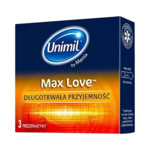 Lifestyles Max Love 3 vnt. prezervatyvai Unimil Max Love 3 vnt prezervatyvų dėžutė