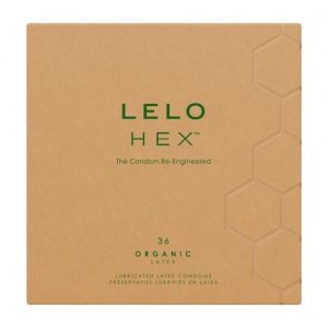 Lelo HEX Organic 36 vnt prezervatyvai 1 Lelo HEX Organic 36 vnt. prezervatyvų dėžutė