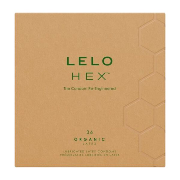Lelo HEX Organic 36 vnt prezervatyvai 1 Lelo HEX Organic 36 vnt. prezervatyvų dėžutė