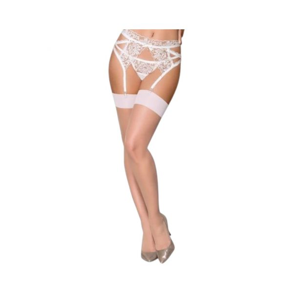 Obsessive S800 White Stockings apatinis trikotažas 2 Obsesive S800 prisegamos kojinės
