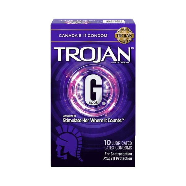 Trojan G Spot 10 vnt. prezervatyvai Trojan G Spot 10 vnt. prezervatyvų dėžutė