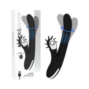 Black&Silver Storm Rotation Vibe rabbit vibratoriai 1 Black&Silver Storm Rotation Vibe vibratorius