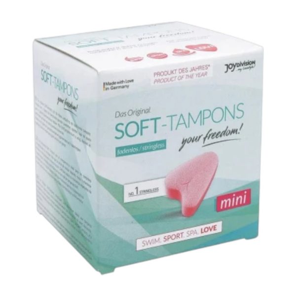 JoyDivision Soft Tampons Mini 3 vnt. menstruacinės taurelės ir tamponai JoyDivision Soft Tampons Mini 3 vnt tamponų dėžutė
