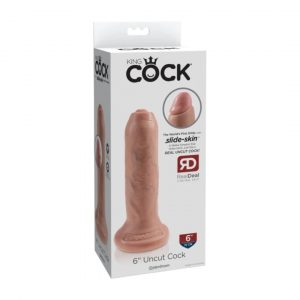 King Cock 6” Uncut Cock dildo, falo imitatorius 1 King Cock 6 Uncut Cock neapipjaustyto dizaino dildo