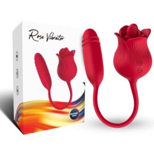 ARMONY – ROSELIP LICKING VIBRATING CLIT & VIBRATOR RED vibratorius 1 ARMONY ROSELIP Red – rožės tipo klitorio „licking“ vibratorius iš arti