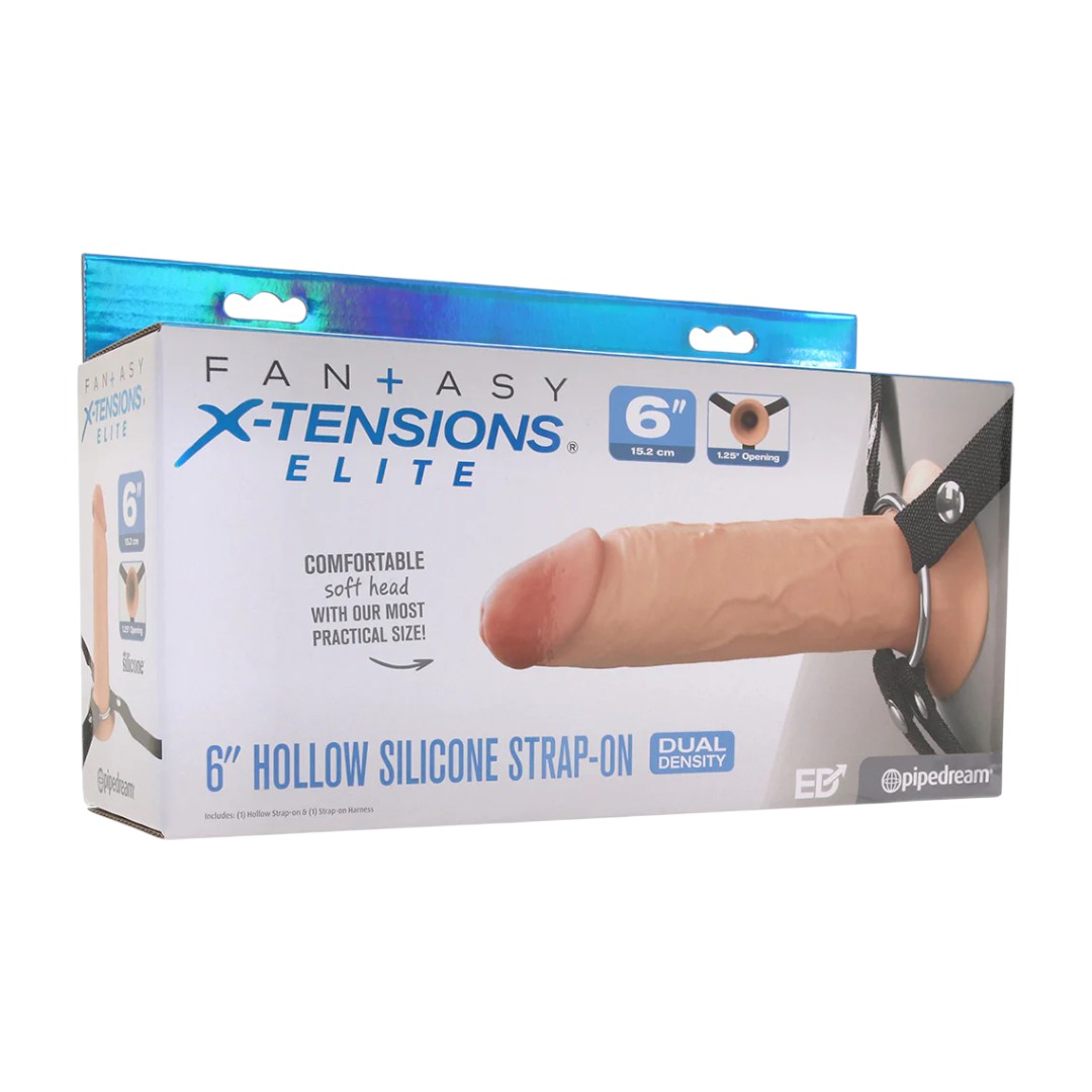 Fantasy X-tensions Elite 6 Inch Hollow Strap-On strap on 1 Fantasy X-tensions Elite 6" Hollow Strap-On – tuščiaviduris dildo su reguliuojamu diržu