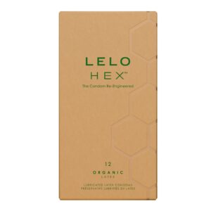 Lelo Hex Organic Latex 12 vnt. prezervatyvai LELO HEX Organic Latex – 12 vnt. prezervatyvų dėžutė su šešiakampiu dizainu