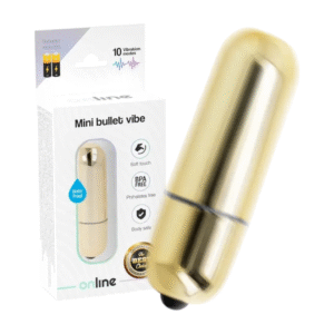 Mini Bullet Vibe – Gold vibratorius 1 Online Mini Bullet Vibe – mini „kulkos“ vibratorius, vaizdas iš arti