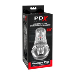 PDX Elite ViewTube Plus 2 PDX Elite ViewTube Plus – skaidrus masturbatorius su tekstūrine TPE rankove, vaizdas iš arti