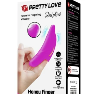 Pretty Love Honey Finger vibratorius 1 Pretty Love Honey Finger – piršto vibratorius iš arti, silikoninis korpusas