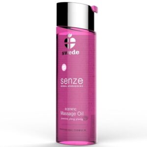 SWEDE – HERBAL APHRODISIAC MASSAGE OIL ECSTATIC 150 ML masažo priemonė Swede Herbal Aphrodisiac Massage Oil Ecstatic 150 ml – žolelių masažo aliejus, buteliukas iš arti