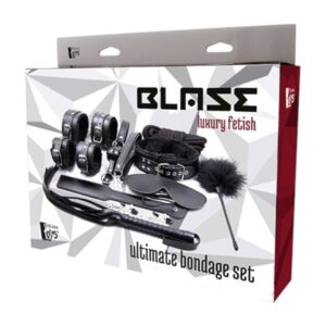 Dream Toys BLAZE ULTIMATE BONDAGE SET 1 Blaze Ultimate Bondage Set – pilnas BDSM rinkinys, juodi aksesuarai dėžutėje