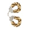 Furry Fun Cuffs Leopard – žaismingi fetišo antrankiai dirbtiniu kailiuku, 2 rakteliai