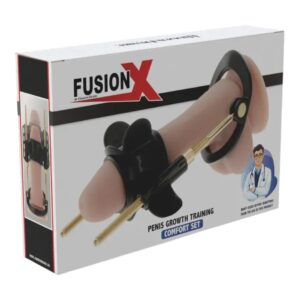 Hidden Desire Fusion X Penis Growth Training Comfort Set 1 Fusion X Penis Growth Training Comfort Set – skaidrus cilindras, komforto manžetė ir priedai, rinkinio vaizdas