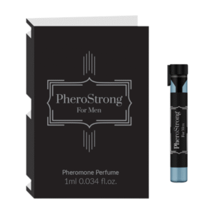 PheroStrong Strong For Men Testeris 1 ml PheroStrong Strong For Men testeris 1 ml – feromonų purškiklis vyrams, mini buteliukas iš arti