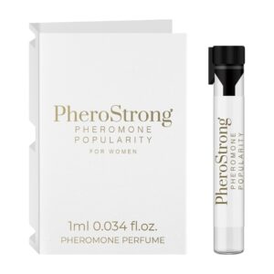 Pheromone Popularity for Women 1 ml PheroStrong Popularity for Women 1 ml – feromoninis kvapas moterims, mini buteliukas iš arti
