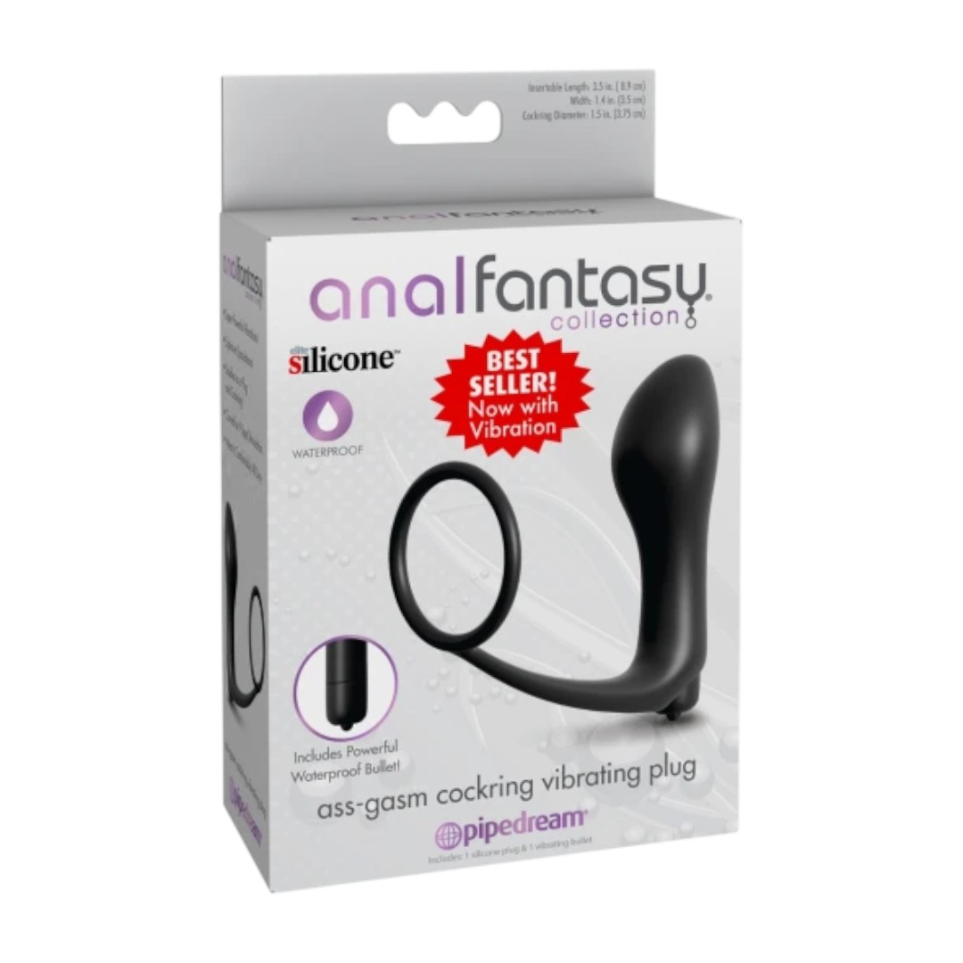 Anal Fantasy Ass-Gasm Cockring Vibrating Plug 1 „Anal Fantasy Ass-Gasm Cockring Vibrating Plug vibruojantis analinis kaištis su penio žiedu“ Anal Fantasy Ass-Gasm Cockring Vibrating Plug 1 „Anal Fantasy Ass-Gasm Cockring Vibrating Plug vibruojantis analinis kaištis su penio žiedu“