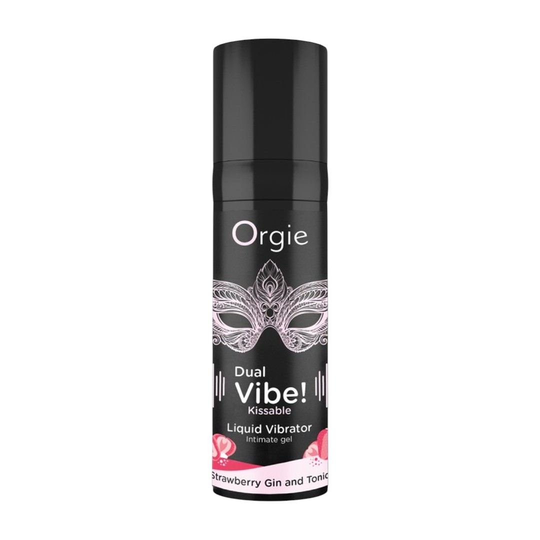 Orgie Dual Vibe! Kissable Liquid Vibrating Strawberry Gin And Tonic 2 „Bučiuojamas vibruojantis skystis su braškių skoniu Orgie Dual Vibe“ Orgie Dual Vibe! Kissable Liquid Vibrating Strawberry Gin And Tonic 2 „Bučiuojamas vibruojantis skystis su braškių skoniu Orgie Dual Vibe“