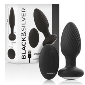 BLACK&SILVER – WELLS PLUG SILICONE ANAL ROTATOR REMOTE CONTROL 1 BLACK&SILVER - WELLS PLUG SILICONE ANAL ROTATOR REMOTE CONTROL